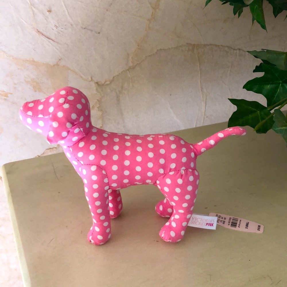NWT Vintage Victoria Secrets Pink polka dot logo dog